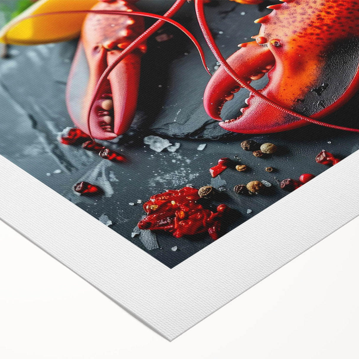 Vibrant rolled canvas artwork showcasing a detailed lobster design, perfect for marine life enthusiasts, featuring rich colors and intricate textures.