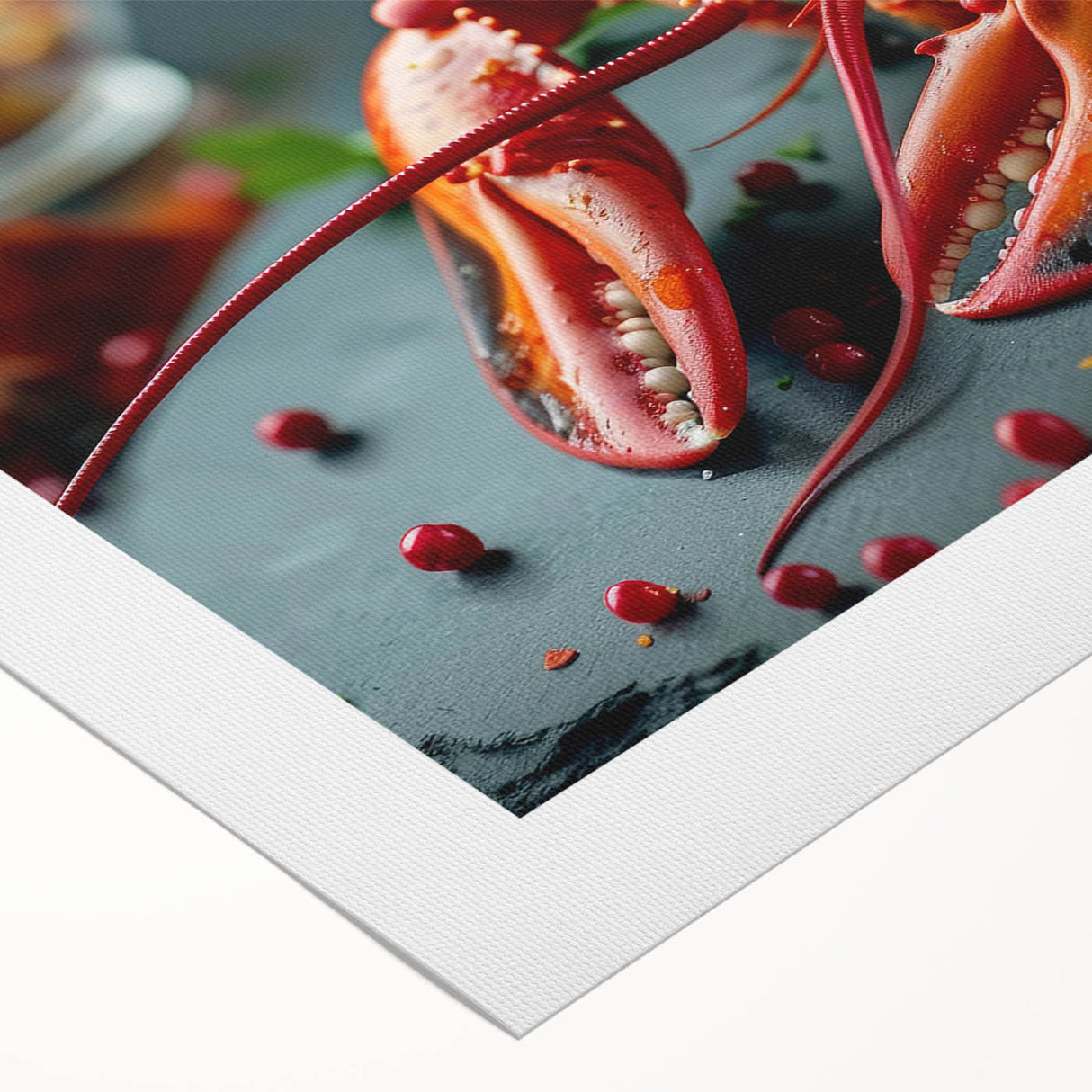 Vibrant rolled canvas wall art showcasing a detailed lobster design, perfect for marine life enthusiasts, featuring rich colors and intricate textures. Ideal for home decor.
