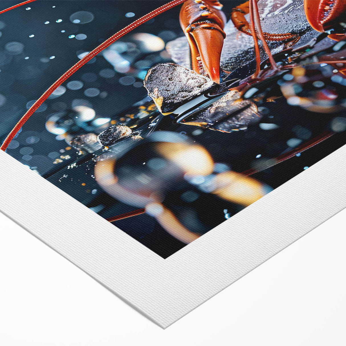 Vibrant rolled canvas wall art showcasing a detailed marine life design featuring a lobster, perfect for ocean-themed decor, rolled for easy framing.