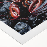 Lobster-themed rolled canvas wall art showcasing vibrant marine life design with intricate details, perfect for ocean-inspired decor in homes or offices.