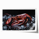 Vibrant rolled wall art print showcasing a detailed lobster design, featuring rich colors and intricate marine life details, perfect for ocean-themed decor.