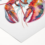 Vibrant rolled canvas art featuring a detailed marine life lobster design, perfect for coastal-themed decor, showcasing rich colors and intricate textures.