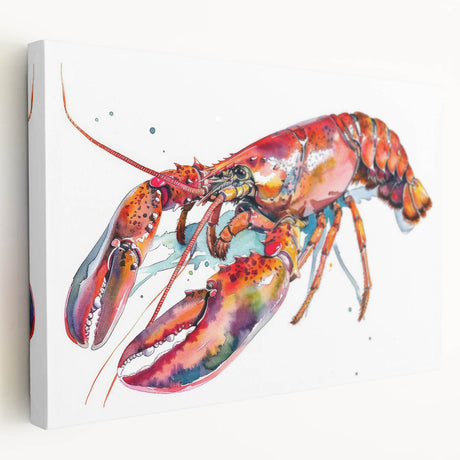 Vibrant stretched canvas wall art showcasing a detailed marine life lobster design, featuring rich colors and textures, perfect for ocean-themed decor.