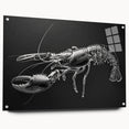 Lobster-themed wall art collection displayed in acrylic glass, featuring vibrant colors and intricate marine life design, perfect for ocean-inspired decor.