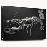 Lobster-themed wall art collection displayed in acrylic glass, featuring vibrant colors and intricate marine life design, perfect for ocean-inspired decor.