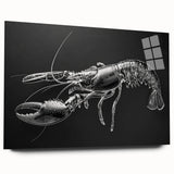 Acrylic glass wall art displaying a vibrant lobster design in a marine life theme, showcasing intricate details and vivid colors, ideal for ocean lovers.