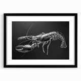 Stylish wall art featuring a vibrant lobster design, framed with a sleek black mat, perfect for marine life enthusiasts and coastal decor lovers.