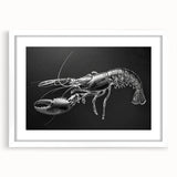 Framed wall art featuring a vibrant lobster design, set against a white matte background, perfect for marine life enthusiasts and coastal decor lovers.