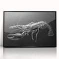 Framed acrylic wall art showcasing a vibrant lobster design, featuring a sleek black frame that enhances the marine life theme, perfect for coastal decor.