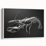 Framed wall art featuring a vibrant lobster design, set against a white background, showcasing intricate details and textures for a marine life-themed decor. Perfect for ocean lovers and coastal interiors.