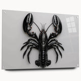 Colorful lobster wall art design displayed in a sleek acrylic frame, showcasing intricate marine life details against a vibrant background, ideal for coastal decor.