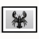 Framed wall art showcasing a vibrant marine life lobster design, featuring a black frame and mat, perfect for ocean-themed home decor. Ideal for seafood lovers.