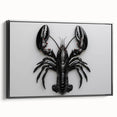 Lobster-themed wall art collection featuring a black-framed canvas with a side view showcasing intricate marine life details, perfect for ocean-inspired decor.