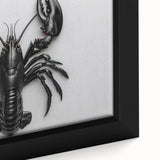 Close-up of a vibrant framed canvas wall art depicting a detailed lobster design, featuring rich colors and textures that enhance marine life aesthetics, perfect for home decor.