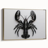 Framed wall art featuring a vibrant marine life lobster design in rich colors, set against a gold background, perfect for enhancing coastal decor.