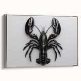 Framed wall art showcasing a silver-finished lobster design on canvas, ideal for marine-themed decor. The vibrant colors and intricate details enhance any coastal living space.
