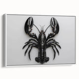 Framed canvas wall art showcasing a vibrant lobster design, featuring intricate marine life details and a stylish white frame. Perfect for coastal decor enthusiasts.