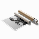 Vibrant rolled print of a marine life lobster design, showcasing intricate details and colorful marine elements, perfect for coastal-themed decor.