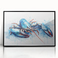 Framed black wall art featuring a vibrant marine life design showcasing a lobster, ideal for ocean-themed decor. Perfect for coastal home aesthetics.