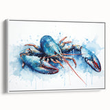 Framed wall art featuring a vibrant lobster design against a white background, showcasing intricate details and colors, perfect for marine life enthusiasts.