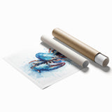 Vibrant wall art print showcasing a detailed marine life design featuring a colorful lobster, perfect for ocean-themed decor, rolled for easy framing.