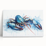 Vibrant stretched canvas wall art featuring a detailed lobster design, showcasing rich colors and textures, perfect for marine life enthusiasts and coastal decor.