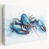 Vibrant stretched canvas wall art showcasing a detailed lobster design in rich colors, perfect for marine-themed decor. Ideal for ocean lovers and art collectors.