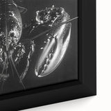 Close-up of a framed canvas wall art showcasing a vibrant marine life lobster design, featuring intricate details and rich colors, ideal for ocean-themed decor.