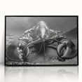 Framed wall art featuring a vibrant lobster design, showcasing intricate marine life details, set in a sleek black frame for modern decor. Perfect for ocean-themed interiors.