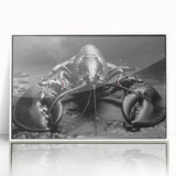 Framed wall art featuring a vibrant lobster design, showcasing intricate marine life details in a sleek white frame, ideal for ocean-inspired decor.