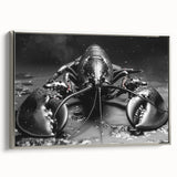 Framed wall art featuring a stunning marine life design showcasing a vibrant lobster in silver tones, perfect for ocean-themed decor and adding a coastal touch to any space.