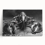 Vibrant stretched canvas wall art featuring a detailed lobster design, showcasing rich colors and intricate textures, perfect for marine-themed decor.