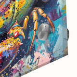 Close-up of a vibrant lobster wall art design on acrylic glass, showcasing intricate marine life details and vivid colors, perfect for ocean-themed decor.
