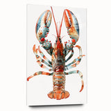 Lobster-themed wall art displayed in a side view, showcasing vibrant colors and intricate marine life details, perfect for coastal decor enthusiasts.