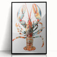 Framed acrylic wall art featuring a vibrant marine life lobster design, showcasing intricate details and bold colors, perfect for coastal decor enthusiasts.