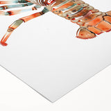 Vibrant marine life wall art featuring a detailed lobster design on rolled canvas, ideal for ocean-themed decor, showcasing rich colors and textures.