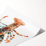 Vibrant lobster design wall art print showcasing intricate marine life details, perfect for coastal-themed decor, rolled and ready for framing.