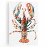 Vibrant stretched canvas wall art showcasing a detailed lobster design, perfect for marine life enthusiasts, featuring rich colors and intricate textures ideal for home decor.