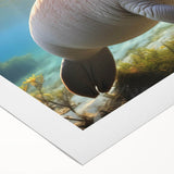 Rolled canvas wall art showcasing a vibrant marine life design featuring a manatee amidst colorful aquatic elements, perfect for ocean-themed decor.