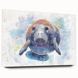 Acrylic wall art collection showcasing a vibrant marine life design featuring a manatee, displayed in a side view without pins, ideal for ocean-themed decor.