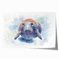 Vibrant rolled print of a marine life manatee design, showcasing detailed aquatic colors and textures, perfect for ocean-themed decor. Ideal for enhancing interior spaces.