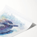 Vibrant rolled wall art print featuring a manatee design, showcasing intricate marine life details in soothing blue and green hues, ideal for coastal decor.