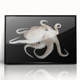 Framed wall art featuring a vibrant octopus design in a marine life theme, displayed in a black frame with an acrylic front, perfect for ocean enthusiasts.