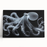 Vibrant stretched canvas wall art featuring a detailed octopus design, showcasing a blend of blues and greens, perfect for marine life enthusiasts and coastal decor.