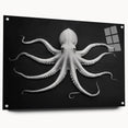 Colorful octopus wall art showcasing intricate marine life design printed on acrylic glass, mounted with stylish pins, ideal for enhancing ocean-themed decor.
