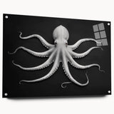 Colorful octopus wall art showcasing intricate marine life design printed on acrylic glass, mounted with stylish pins, ideal for enhancing ocean-themed decor.