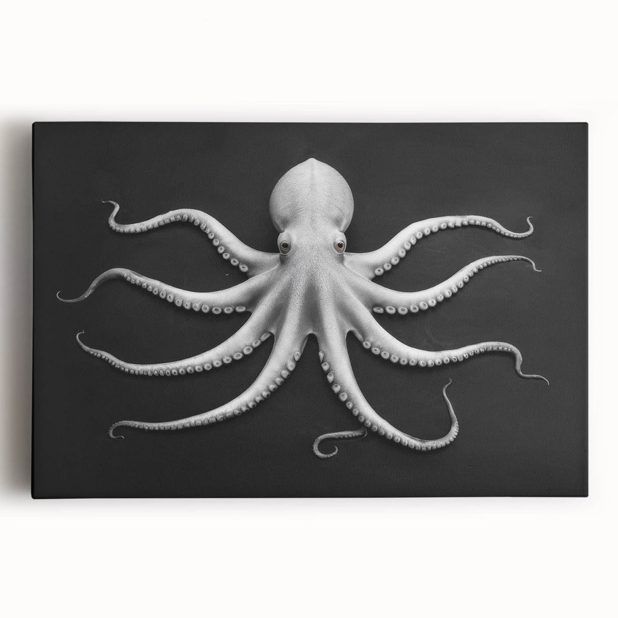 Stretched canvas wall art showcasing a vibrant octopus design, featuring intricate details and bold colors, perfect for marine life enthusiasts and coastal decor.