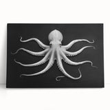 Vibrant octopus wall art design on stretched canvas, showcasing intricate marine life details and vivid colors, perfect for ocean-themed decor.