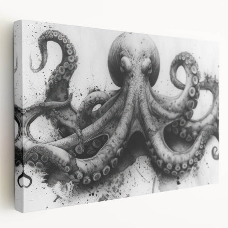 Vibrant stretched canvas wall art showcasing a detailed octopus design, featuring rich colors and intricate textures, perfect for marine life enthusiasts and coastal decor.