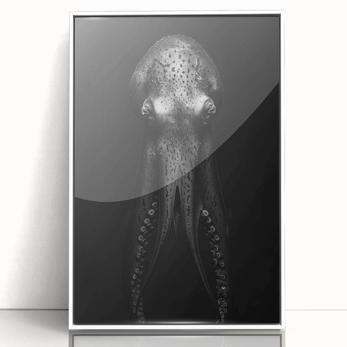 Framed wall art featuring a colorful octopus design, showcasing intricate marine life details against a white background, perfect for ocean-themed decor.